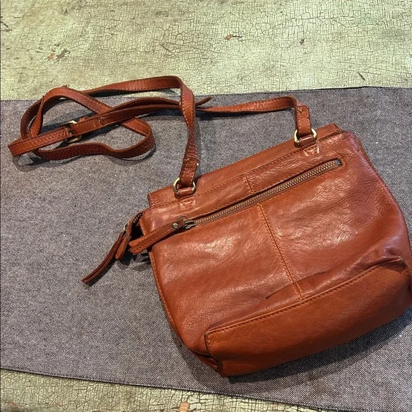 Marta Ponti Genuine Leather Crossbody Bag Brown Tan Vintage Portugal - Picture 2 of 5